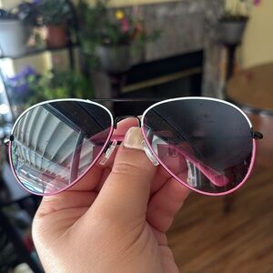 Pink & White Aviator Sunglasses
